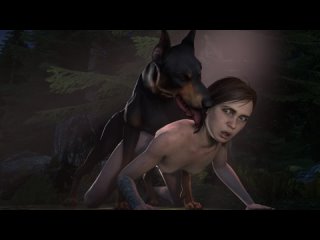 ellie from tlou 2 with feral dog